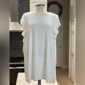 Torrid White Eyelet Ruffle Sleeve with Sheer Underline Size 5 Same Day Shipping